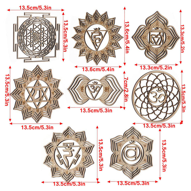Wooden Wall Sign Flower Of Life Energy Mat Slice Wood Base Meditation Energy