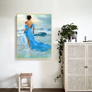 DIY Printed Seaside Girl Cross Stitch Full Embroidery Canvas Home Wall Decor