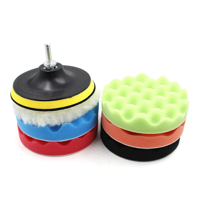 8pcs Car Polishing Disc Waxing Sponge Car Polisher Drill Adapter (5 inch)