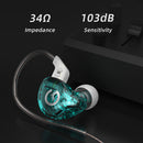 GK G1 Wired Earphone Dynamic HIFI Noise Cancelling Earbuds (Cyan With Mic) Newly