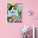 5D DIY Diamond Painting Cats Animal Full Round Drill Rhinestone Mosaic Pict