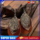 Double Layer Snakeskin Pattern Glitter PU Teardrop Earrings Women Jewelry
