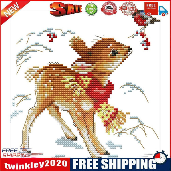 14CT Printed Partial Cross Stitch Handcraft Little Deer Artwork Wall Decor
