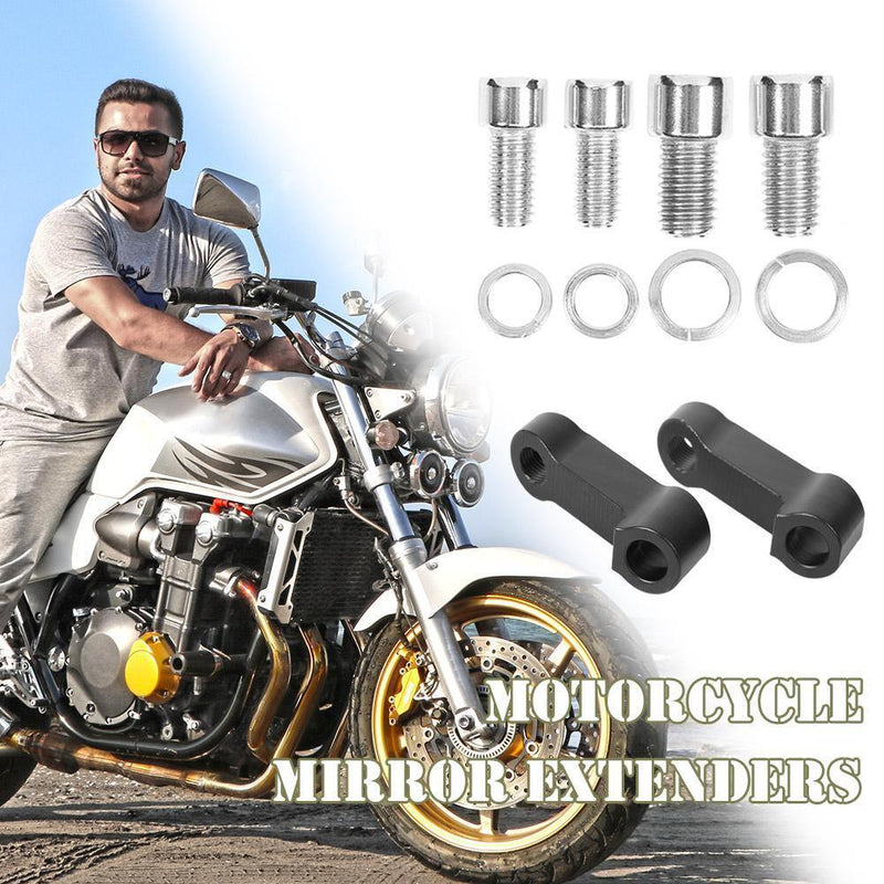 Universal Aluminum Motorcycle Mirror Risers Extenders Extension Adapters Newly