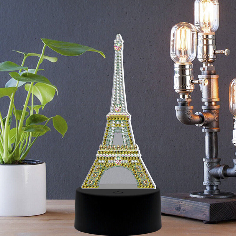 DIY Special Shaped Diamond Painting LED Light Iron Tower Embroidery Night Lamp