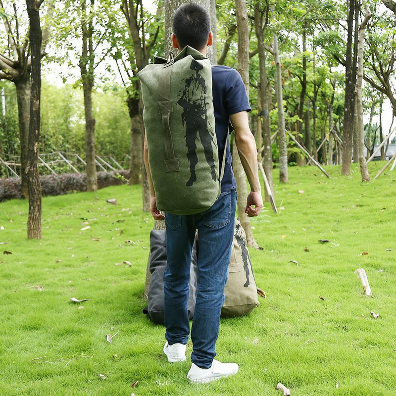 Canvas Backpack Sports Bicycle Rucksack Outdoor Climbing Bag (Army Green M)