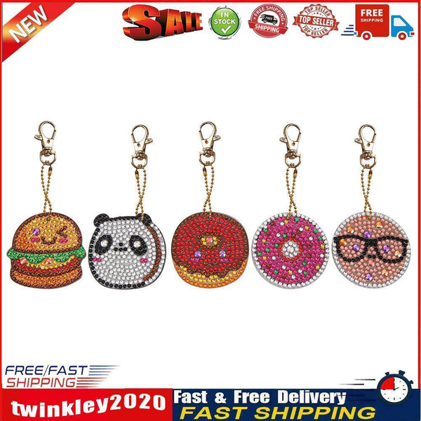5pcs DIY Full Drill Special Diamond Painting Keychain Donuts Pendant Gift Newly