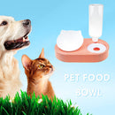 2 in 1 Pet Cat Feeder Bowl Automatic Drinking Water Dog Bowl (Orange Pink) Newly