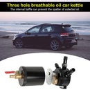 3-Port Baffled Oil Catch Can Tank 2 Inlets 1 Outlet with Drain Valve Black