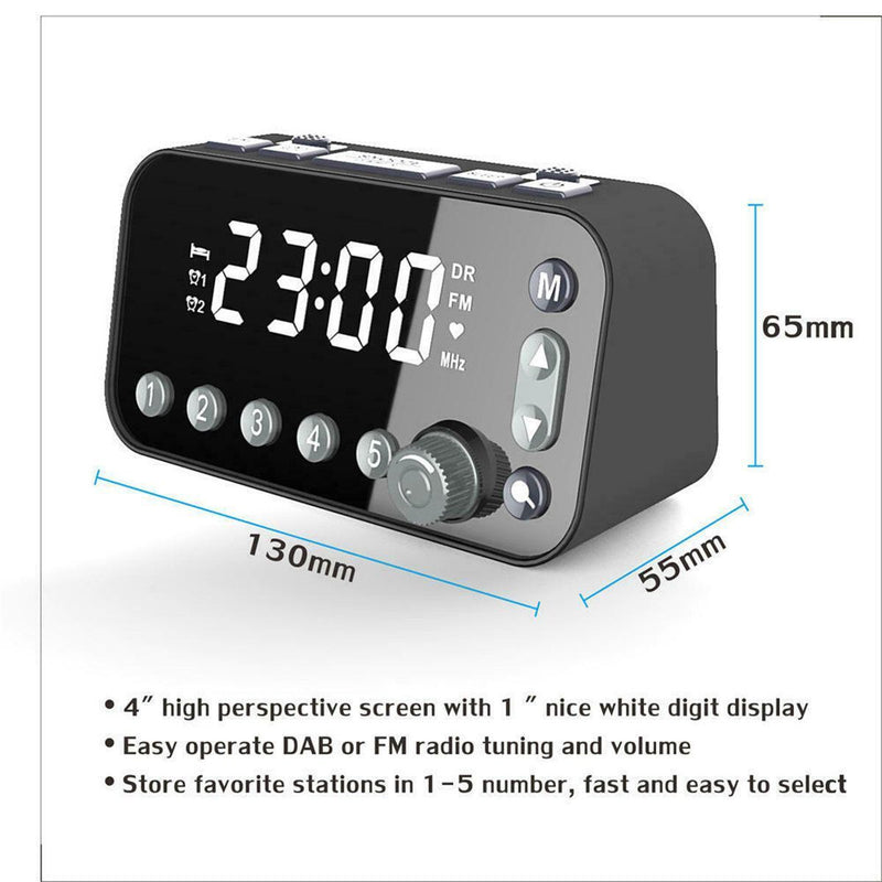 Digital DAB+FM LED Sleep Bedside Clocks Alarm Clock Home Decor Radio Clock