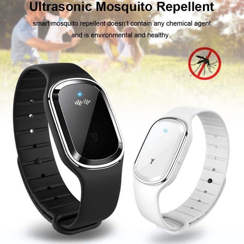 Kid Mosquito Repellent Bracelet USB Ultrasonic Repeller Wristband (Black)