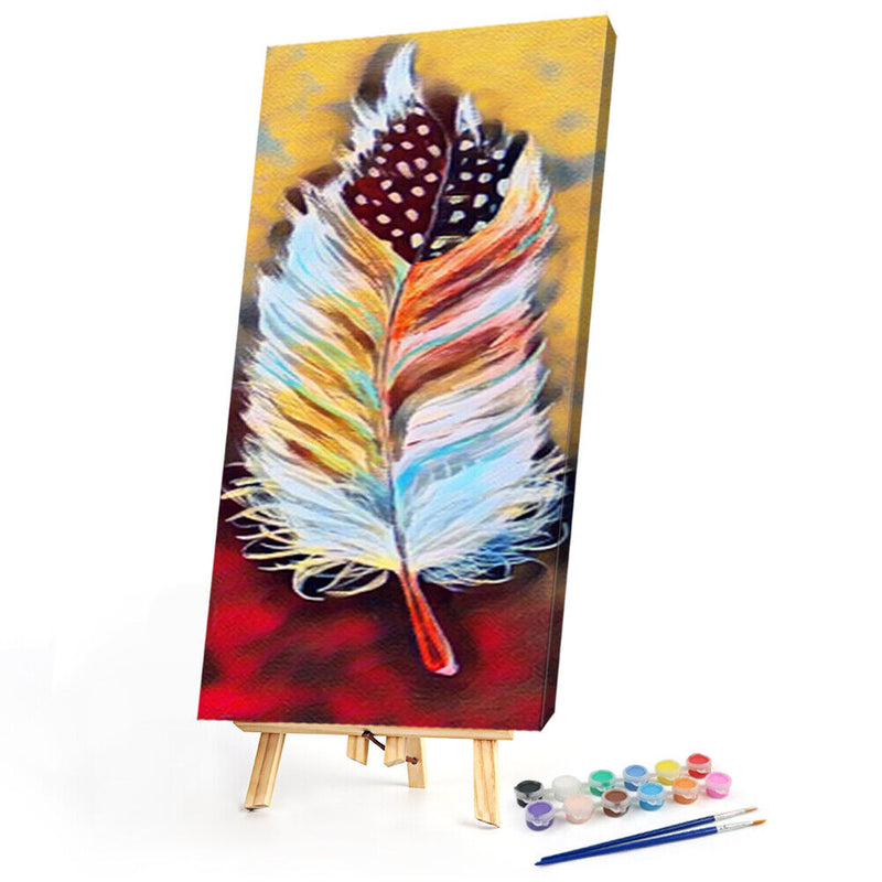 Abstract Feather Oil Paint By Numbers DIY Handpainted on Canvas Wall Art Pict