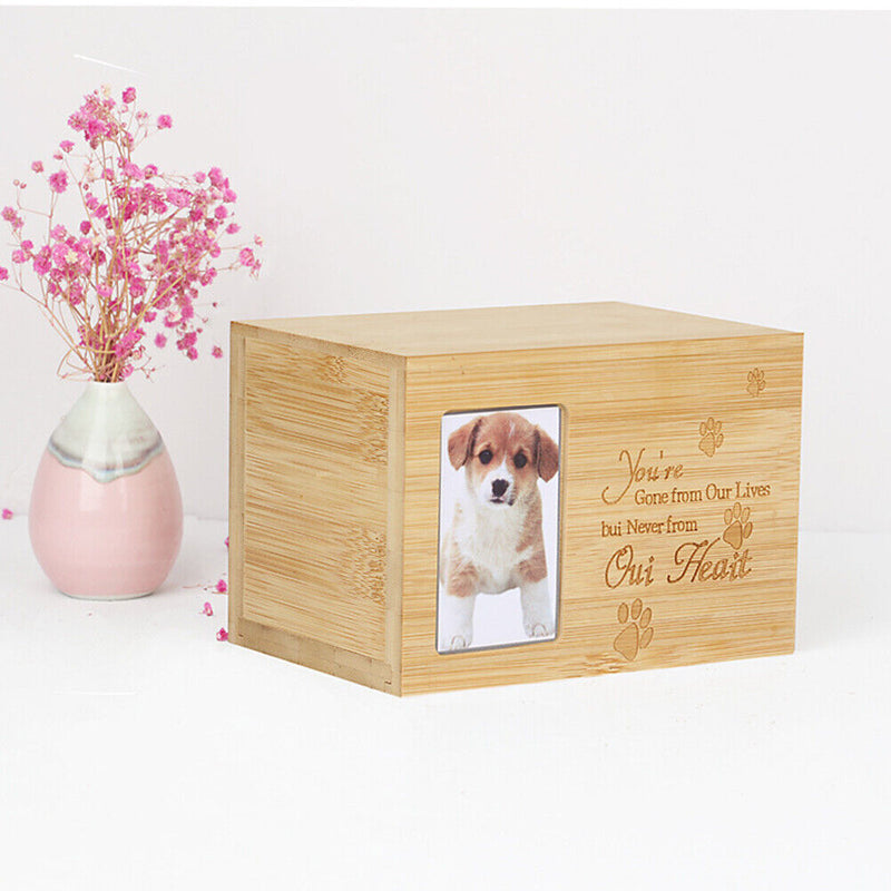 Wooden Pet Urn Box Dog Cat Cremation Personal Peaceful Memorial Photo Frame B