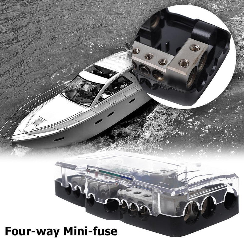 4 Way Car Mini ANL Blade Fuse Holder 2 in 4 out Power Distribution Block Newly