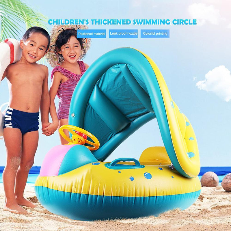 Baby Swimming Ring with Removable Sunroof, Inflatable Swimming Aid Safer