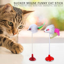 2pcs Funny Cat Toys Elastic Feather False Mouse Bottom Sucker for Pets Mous