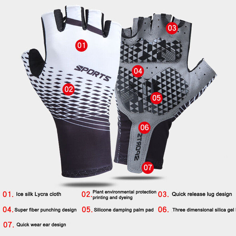 Cycling Sunscreen Gloves Breathable Non-Slip Half Finger Gloves for Men Women