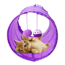 Pet Cat Tunnel Tubes Collapsible Crinkle Kitten Rabbit Play Tunnels(Purple)