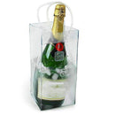 PVC Transparent Ice Bag Champagne Bottle Chiller Ice Bucket with Carry Handle