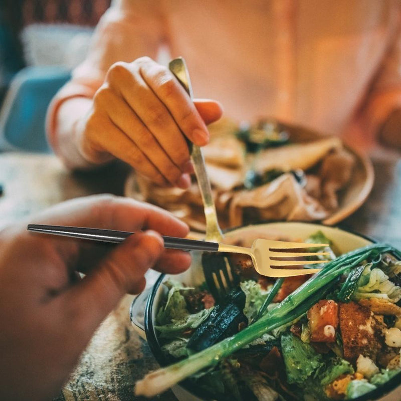 5pcs Portable Travel Tableware Bag with Stainless Steel Picnic Fork Spoon K