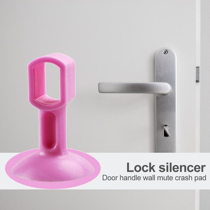 2pcs Doorknob Wall Mute Crash Pad Cushion Door Handle Lock Silencer (Pink) Newly