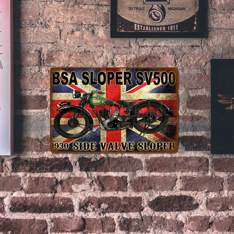 Retro Motorcycle Iron Painting Square Metal Sign Plaque Wall Posters Decor