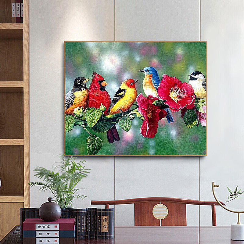 Bird on Branch Oil Paint By Numbers Kit Frameless Drawing Picture Wall Decor