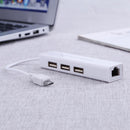 OTG 3 Port USB 2.0 HUB 10/100MB Micro USB to RJ45 LAN Adapter NIC