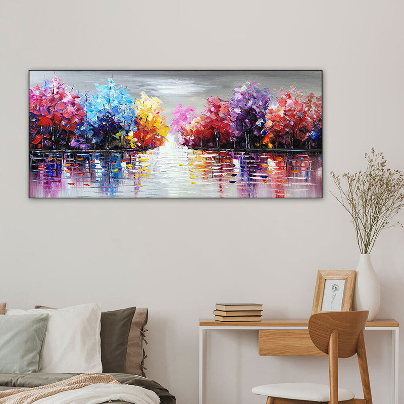 Colorful Woods Oil Paint By Numbers Kits Canvas DIY Craft Coloring Home Dra