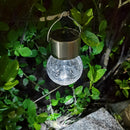 LED Solar Lamp Cracked Glass Ball Hanging Light Waterproof Garden Decor (A)