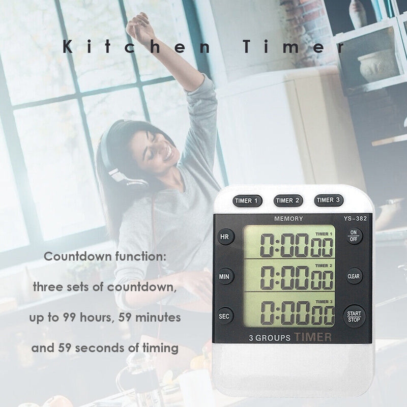 Square 3-way Kitchen Timer Countdown Cooking Alarm Temporizador Home Supply