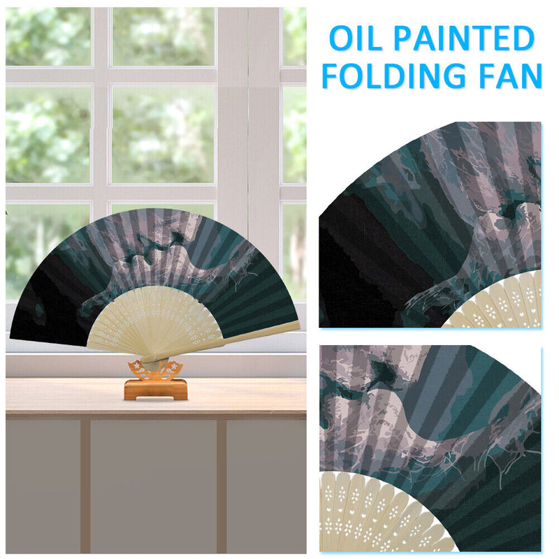 Couple Kiss Oil Paint Folding Fan By Numbers DIY Digital Oil Painting Fan C
