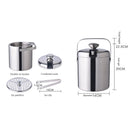 1300ml Stainless Steel Ice Bucket Double Layer Wine Beer Ice Cube Tray w/ Tongs
