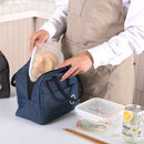 Portable Lunch Bag Thermal Insulated Lunch Box Cooler Handbag (E Navy Blue)
