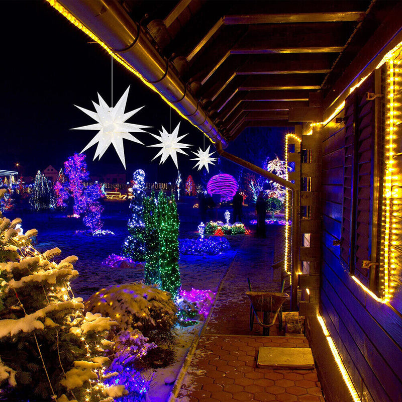 Christmas Tree Top Star Ornaments Festival Party Indoor Lights (White EU) Newly