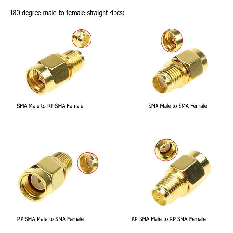 18pcs SMA Set Copper 90 Degree Male Female Coaxial Connector Converter Adap