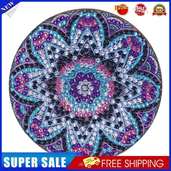 5D DIY Diamond Painting Mandala Wooden Round Coaster Cup Cushion (AA1058-8)