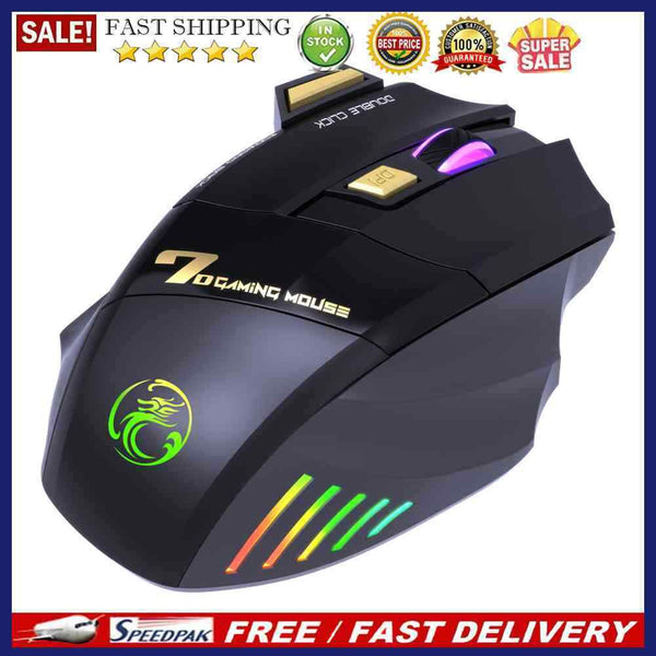 iMice GW-X7 7 Buttons RGB Wireless Mouse for Computer Mute Ergonomic Gaming Mice