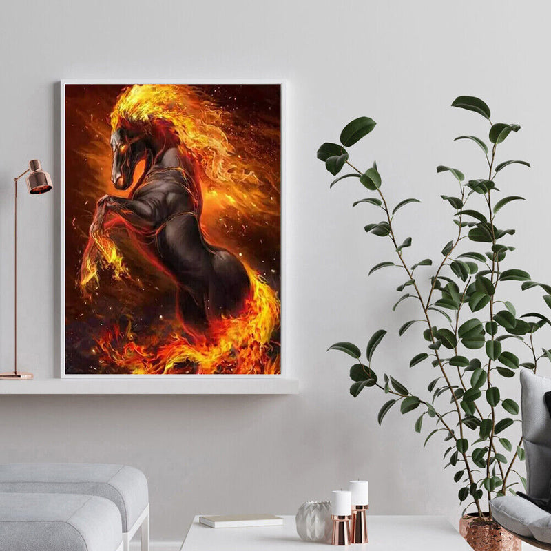 Painting By Numbers DIY Fire Horse Hand Painted Canvas Oil Art Picture Craft Kit