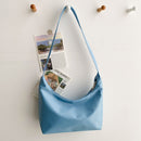 Women Solid Color Messenger Bag Lady Nylon Zipper Crossbody Bag (Blue)
