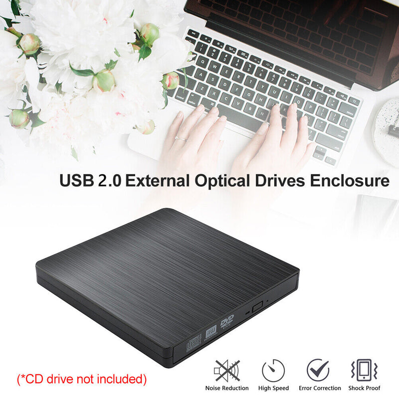 Hard Plastic USB2.0 External DVD CD-ROM RW Player Optical Drives Enclosure Case