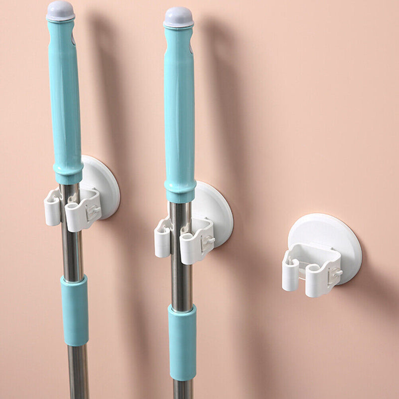 Punch Free Mop Holder Hook Wall Mounted Self Adhesive Broom Brush Storage Hanger