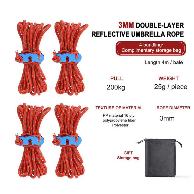 4pcs Quick Knot Tent Wind Rope Buckle Camping Hiking Tent Awning Rope Fastene