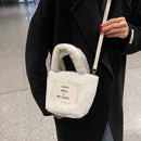 Female Fluffy Fashion Letters Top-handle Bag Winter Mobile Phone Shoulder Bag