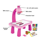 Children LED Projector Art Drawing Table Toys for Paint Learning (Pink) Newly