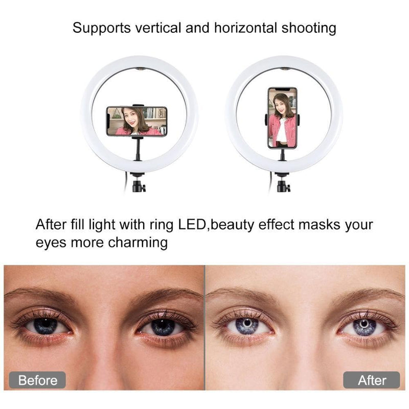 with Tripod LED Ring Light Selfie Video Light 8 Colors RGBW USB 10 Modes