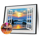 DIY Sea Landscape Mosaic Full Round Diamond Drawing Handmade Rhinestone Craft