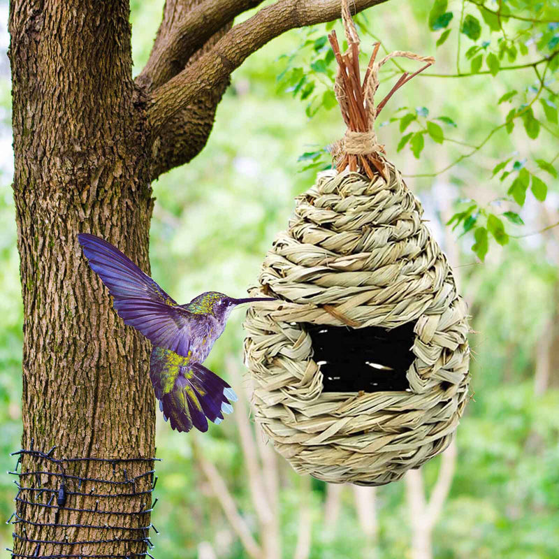 Hummingbird House, Hand-Woven Window Garden Hanging Grass Birdhouses Nestin