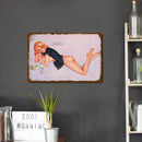 Metal Tin Sign Poster Retro Girl Plate Plaque for Bar Pub Club Wall Art (B)
