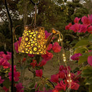 LED Solar Watering Can Lamp Garden Shower Art Metal Iron Kettle Light (C) Newly